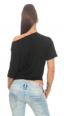 Bauchfreies Top zum knoten mit Print in schwarz