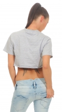 Bauchfreies Shirt mit frechem Print in grau