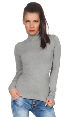 Figurbetonter Basic Rollkragen-Pullover in grau