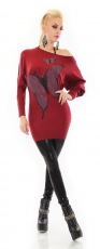 Preview: Fledermaus Longpullover mit verzierten Butterfly-Print - bordeaux