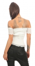 Preview: Süsses Carmen-Top im Smoke-Look - weiß