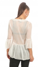 Preview: Transparente Tunika mit halblangen Ärmeln - cremé weiß