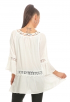 Preview: Süsse Sommertunika mit Spitzen-Einsätzen in weiß