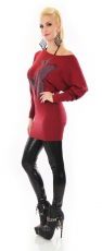 Preview: Fledermaus Longpullover mit verzierten Butterfly-Print - bordeaux