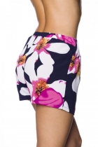 Preview: Moderne Shorts mit Blumen-Muster in schwarz/pink