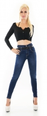 Preview: High Waist Jeans mit doppelten Bund inkl. Gürtel - dark blue