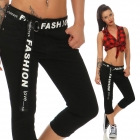 Preview: Modische Crash-Capri mit auffälligem Stoffgürtel in schwarz