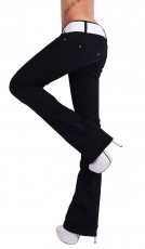Bootcut Stretch-Jeans mit breiten Kontrast-Gürtel - schwarz