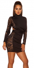 Elegantes Spitzen-Minikleid mit tiefen Rückenausschnitt - schwarz