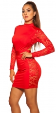 Elegantes Spitzen-Minikleid mit tiefen Rückenausschnitt - rot