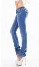 Stretch-Jeans im Bootcut-Style Flap Pokets und Kontrastnähte in smart washed