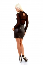 Preview: Sexy Shirt mit transparenten Ärmeln und Schmucknieten - schwarz