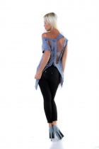 Preview: Sexy Party Used-Shirt mit zerrissener Rückenpartie - blau