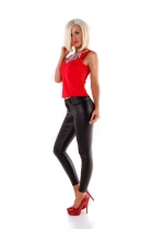 Preview: Edles ärmelloses Top mit funkelnder Strass-Applikation - rot