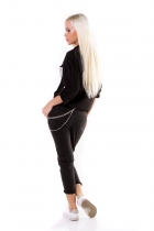 Preview: Legere Bluse mit Pailletten- und Schrift- Verzierung - schwarz