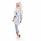 Preview: Legere geschnittene Bluse mit Glitzerapplikationen - grau