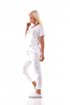 Preview: Legeres Shirt mit Vintage-Verzierung und Print - weiß