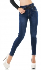 High Waist Jeans mit doppelten Bund inkl. Gürtel - dark blue