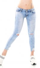 Sexy 7/8 Hüft-Jeans mit Used-Effekten - light blue