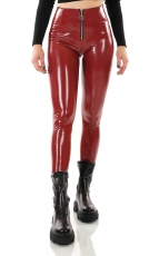 Sexy Leggings im Latex-Look mit Zipper - bordeaux