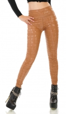 Sexy Highwaist Thermo-Leggings mit Glamour-Schriftprints - cappuccino