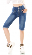 Sexy Caprijeans im Corsage-Look mit Push Up Effekt in blue washed