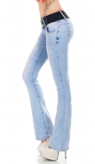 Modische Bootcut-Jeans mit Stretch-Gürtel in light blue