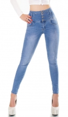 Figurbetonte High Waist Jeans im Corsage Look - hellblau