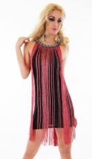 Charleston-Minikleid mit glitzernder Fransen-Verzierung in schwarz/rot