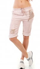 Lässige Capri-Hose mit dezentem Glamour-Touch in rosa