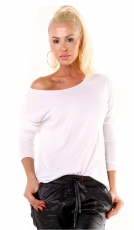 Batik Langarmshirt mit Glitzer-Bündchen - weiß