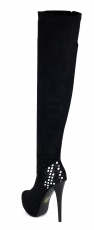 Preview: Sexy Overknee-Stiefel mit Schmucksteinchen und Spiegel-Plättchen in schwarz