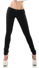 Basic Hüft Stretch Jeans in tiefschwarz