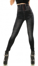 High Waist Leggings im Jeans-Look - schwarz