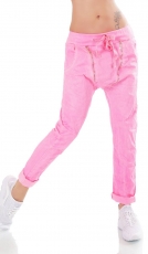 Moderne Baggy-Hose mit Zierzippern in neonpink