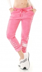 Freizeithose mit modischen Schrift-Prints - pink