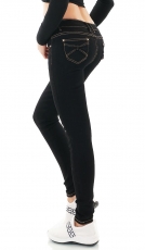 Sexy Slim Fit Skinny Jeans mit Schleifen-Verzierung in schwarz