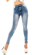 Basic Push Up Skinny High Waist Jeans in blue washed