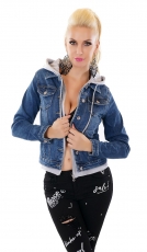 Freche Jeansjacke im modischen 2in1 Look - blau / grau