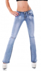 Modische Bootcut-Jeans mit frechen Vintage-Effekten in light blue