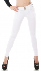 Sexy Skinny-Jeans im Basic-Style inkl. Gürtel - weiß