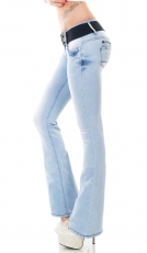 Moderne Bootcut-Jeans mit Stretch-Gürtel in ice blue