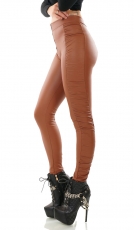 High Waist Thermo-Leggings im Wetlook - toffee