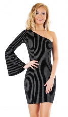 Samt One-Arm-Minikleid mit elegantem Glitzer-Effekt in schwarz
