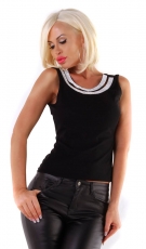 Tailliertes Top mit funkelnder Strass-Applikation - schwarz