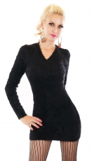 Kuschelweicher Teddy-Longpullover in schwarz