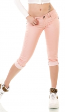 Capri-Jeans im Flap Pokets Style mit Kontrastnähten in rosa