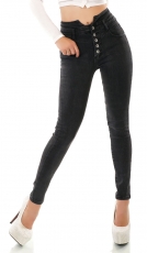 Sexy High Waist Jeans mit Knopfleiste - schwarz