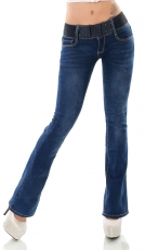 Moderne Bootcut-Jeans mit Stretch-Gürtel in dark blue
