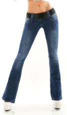 Middle Waist Bootcut-Jeans inkl. Gürtel - blue washed